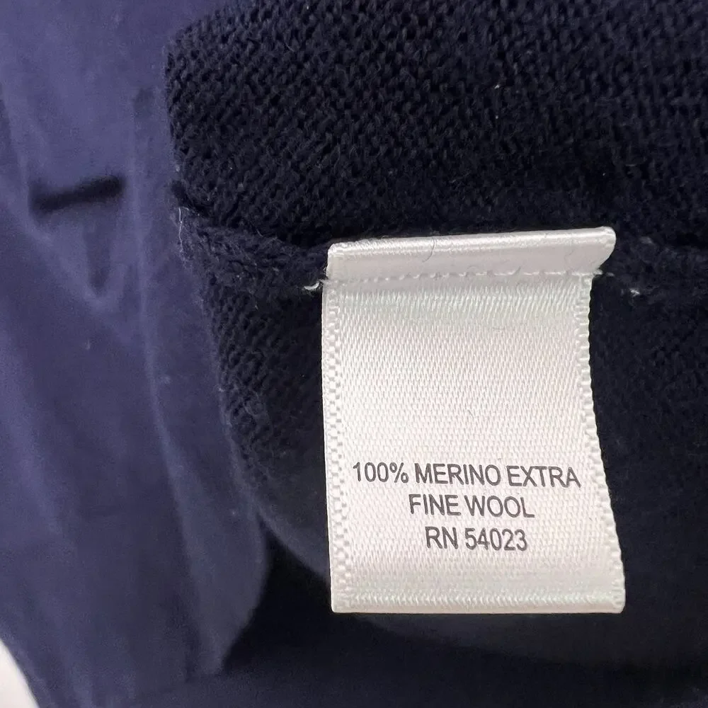 Banana Republic Men's Extra Fine Merino Wool Sweater V Neck Navy Blue Sz L